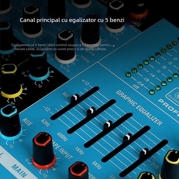 Mixer audio profesional, 7 canale, portabil, phantom power, USB și Bluetooth
