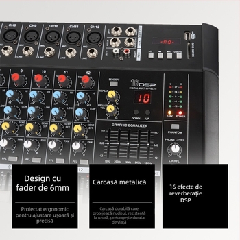 Mixer PMX compact cu amplificator încorporat, Bluetooth și intrare USB pentru transmisiuni live pe scenă în exterior la nunți