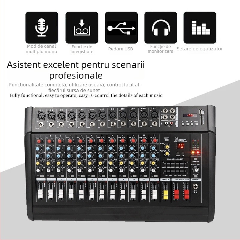 Mixer PMX compact cu amplificator încorporat, Bluetooth și intrare USB pentru transmisiuni live pe scenă în exterior la nunți