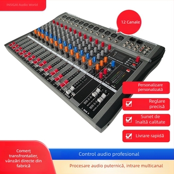 Mixer profesional cu Bluetooth, fără fir, 8/12/16 canale, alimentare phantom și USB