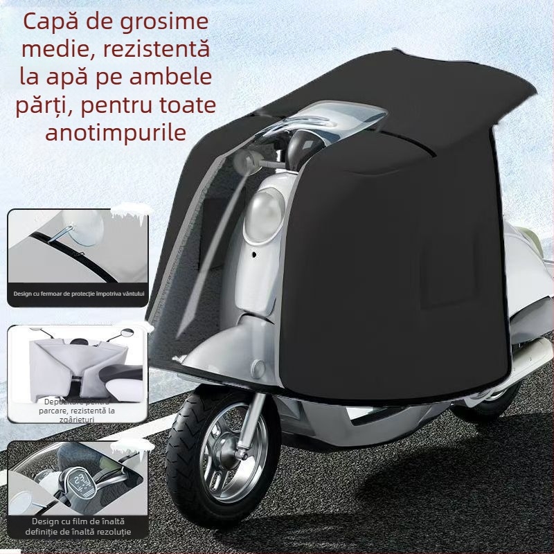 Protecție tip capă, cu două fețe, pentru bicicletă electrică, material PVC