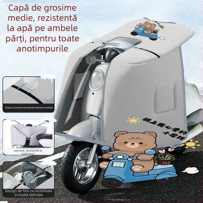 Protecție tip capă, cu două fețe, pentru bicicletă electrică, material PVC