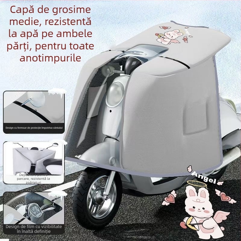 Protecție tip capă, cu două fețe, pentru bicicletă electrică, material PVC