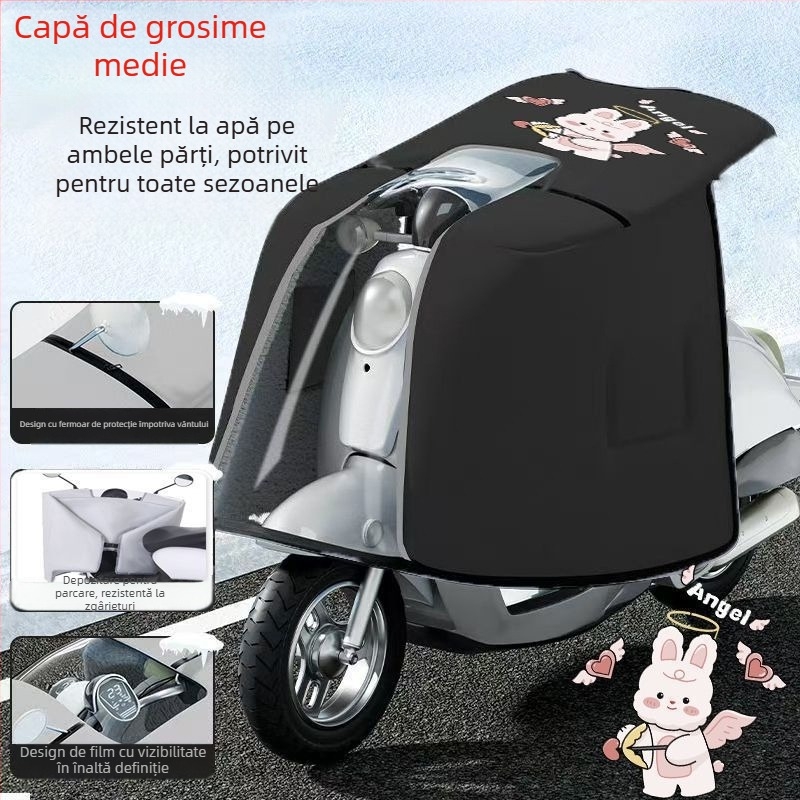 Protecție tip capă, cu două fețe, pentru bicicletă electrică, material PVC