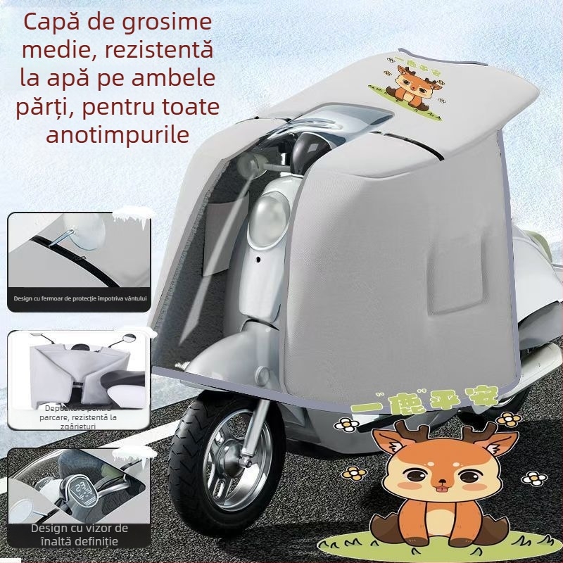 Protecție tip capă, cu două fețe, pentru bicicletă electrică, material PVC