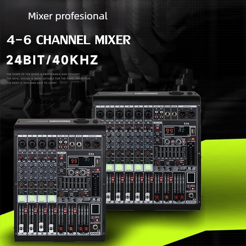 Mixer profesional cu 8 canale, reverb, egalizator, USB și Bluetooth, pentru scenă și KTV, 7 benzi EQ