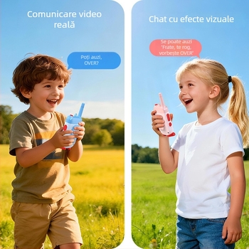 Interfon video pentru copii, exterior, cu afișaj 4G, 1 canal, 5W, rază până la 1,5 km, baterie Li-ion 650 mAh