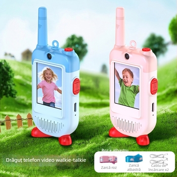 Interfon video pentru copii, exterior, cu afișaj 4G, 1 canal, 5W, rază până la 1,5 km, baterie Li-ion 650 mAh