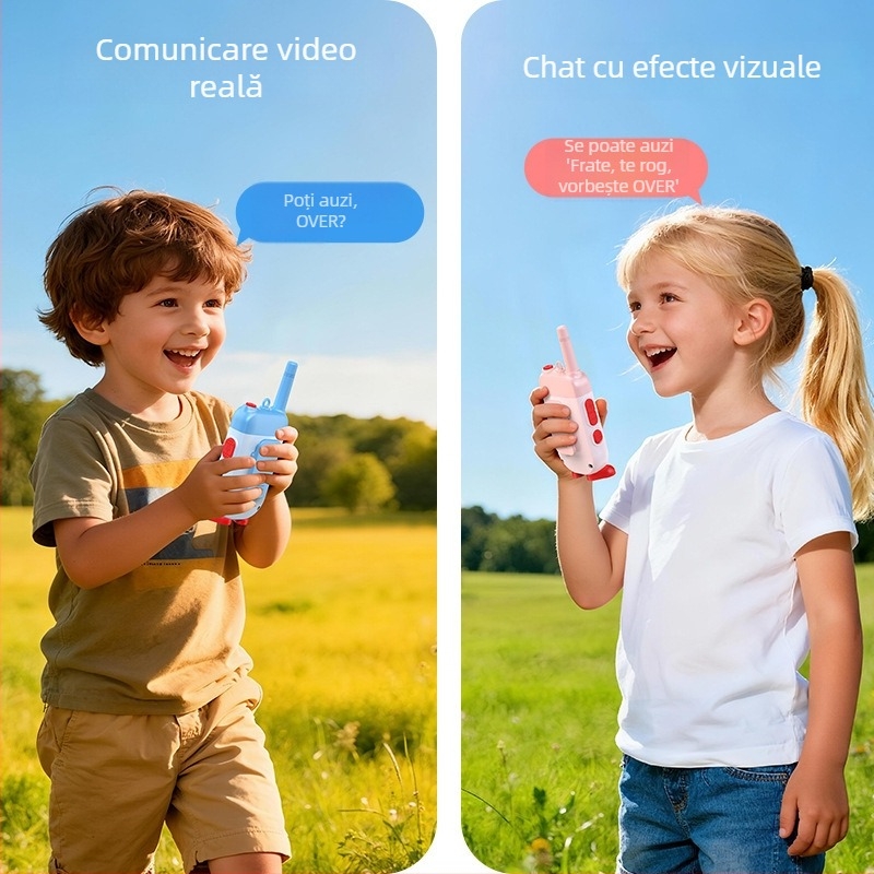 Interfon video pentru copii, exterior, cu afișaj 4G, 1 canal, 5W, rază până la 1,5 km, baterie Li-ion 650 mAh