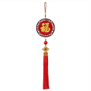 Pandantiv din felt cu caracter Fu și ornament de Anul Chinezesc, handmade