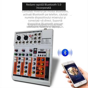 EP MIXER mixer audio cu 4 canale pentru streaming live, Bluetooth, înregistrare și efect de reverberație, compatibil cu telefonul mobil și PC-ul