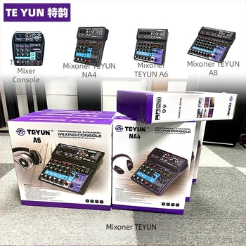 TEYUN A4 mixer mini cu 4 canale pentru computer, streaming live și karaoke — consolă audio profesională