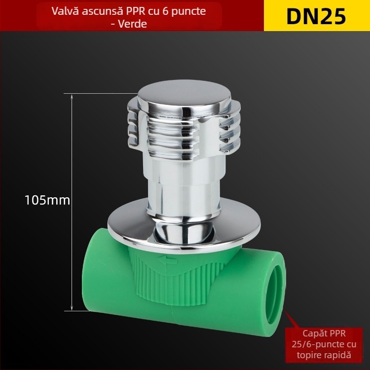 Supapă ascunsă PPR cu deschidere rapidă și fitinguri prin sudură la cald