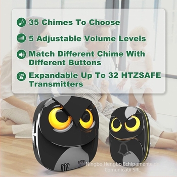 Sonerie wireless pentru ușă - rază lungă, rezistent la apă, alimentare cu baterie, HB-808A/808B