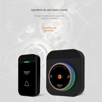 Sonerie fără fir pentru ușă, alimentare AC 85–220V, rază de acțiune 200–300 m, 60 sonerii, volum în 4 trepte (inclusiv modul mut), pentru casă/hotel/vilă/oficiu