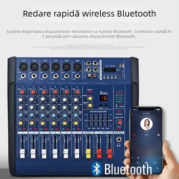 Mixer de 4/6/8/12 canale cu amplificator – all-in-one pentru spectacole în aer liber, karaoke și nunți, monitorizare audio