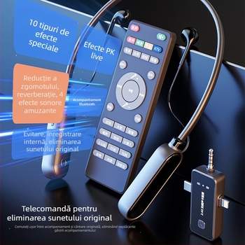 Carte de sunet pentru streaming live cu headset și microfon încorporat, reducere zgomot, monitorizare, înregistrare în aer liber (Model X21, Wireless, Baterie încorporată, Cip Huilian, Nivel de reducere a zgomotului 4)