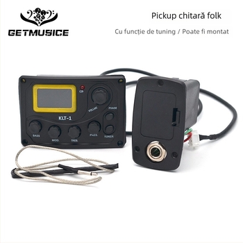 GETMusic KLT-1 EQ Pickup pentru chitară acustică, egalizator pe 4 benzi, greutate 130 g