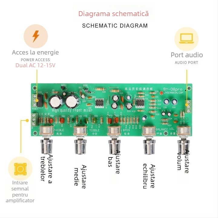 Placă de reglaj pentru etajul frontal BY-08 Pro, interfață fără sudură, circuit sonor nou optimizat