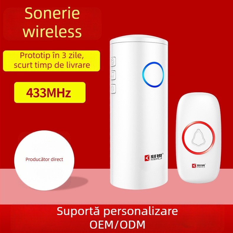 Sonerie wireless — model Y7+F55, 3 baterii AA, 5V, 39 melodii, rază: vile, magazine, case, birouri, săli de conferințe