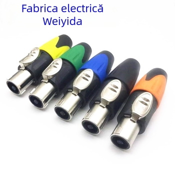 Conector audio pentru difuzoare, patru nuclee, conector audio/video, corp din plastic (Patru nuclee; conector audio/video; aplicație pentru difuzoare)
