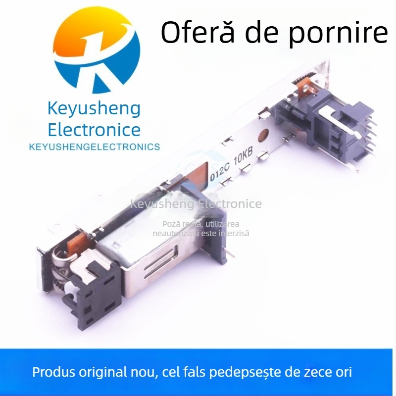 Potenciometru pentru mixer, ALPS RSA0N11M9A0J, 10 Ω rezistență nominală, reglaj push-pull, Tip D (index), 0.05 W, rezoluție 4 trepte