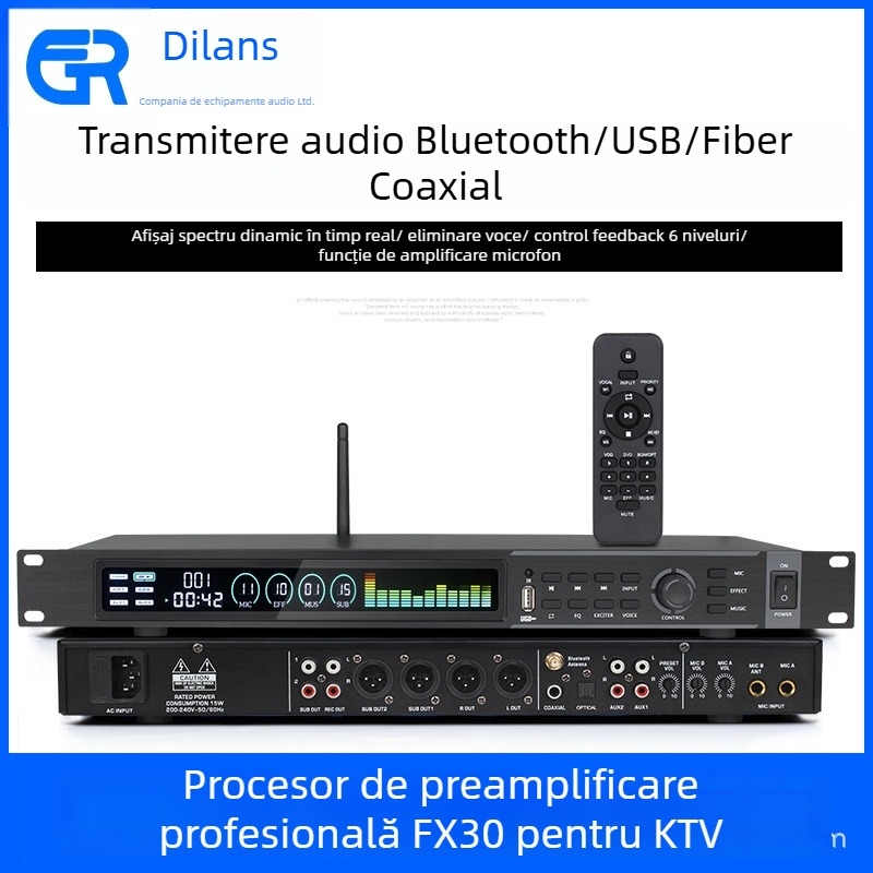 EGR Preamplificator/Procesor de efecte pentru karaoke, cu interfață USB, carcasă din aliaj de aluminiu (Brand: EGR; Interfață USB; Carcasă din aliaj de aluminiu)