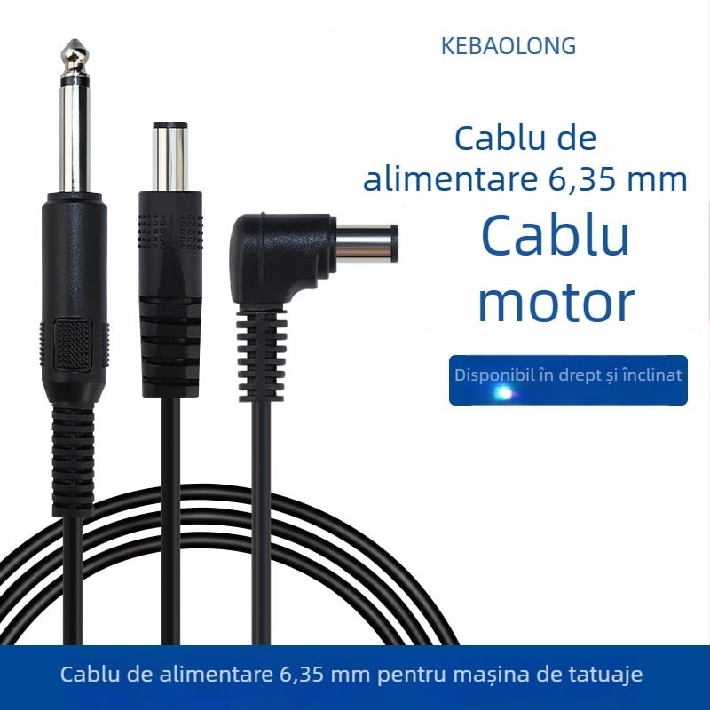 Cablu 6,35 mm mono către DC pentru chitară/microfon, 2 conductori, cupru pur, izolație PVC, 80°C