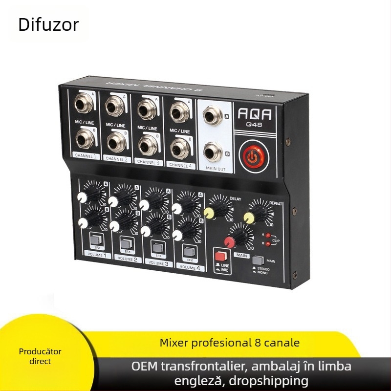 Voice Tone mixer de scenă digital cu 8 canale, efecte de reverberare pentru karaoke și streaming live