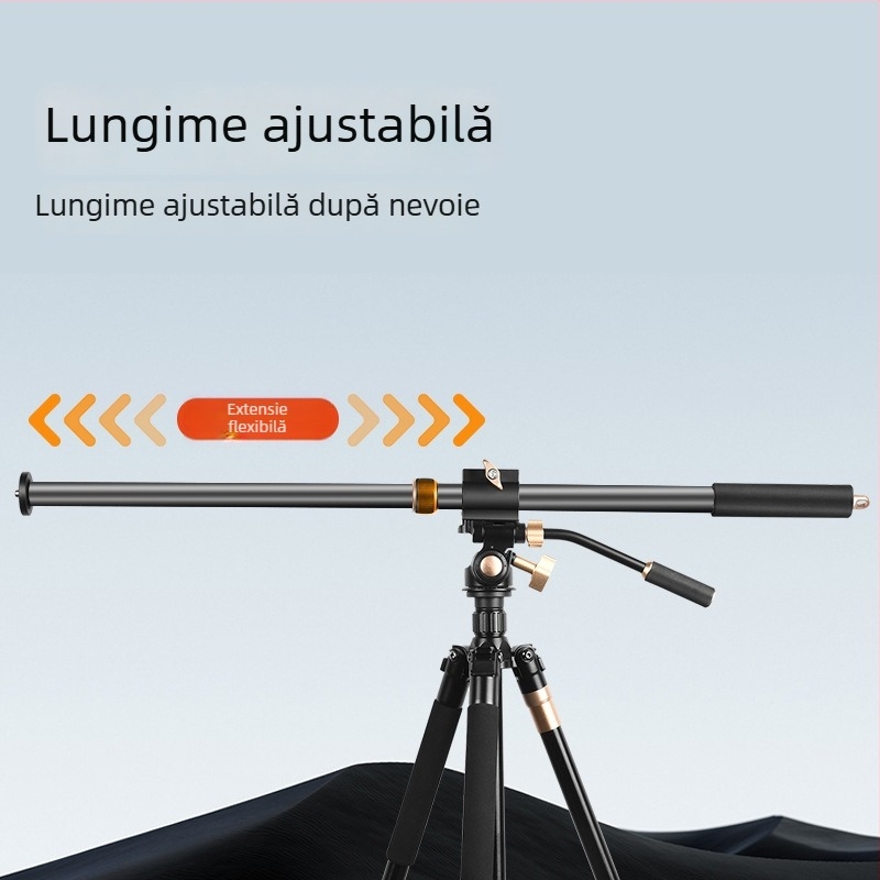 Suport DSLR și tijă pentru cameră – fibră de carbon, gimbal cu două secțiuni telescopice, tub de 28 mm, sarcină 6 kg, extensie cu interfețe multiple