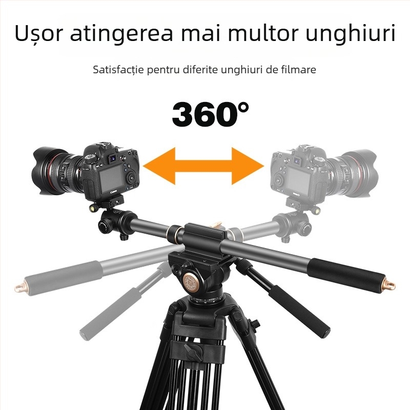 Suport DSLR și tijă pentru cameră – fibră de carbon, gimbal cu două secțiuni telescopice, tub de 28 mm, sarcină 6 kg, extensie cu interfețe multiple