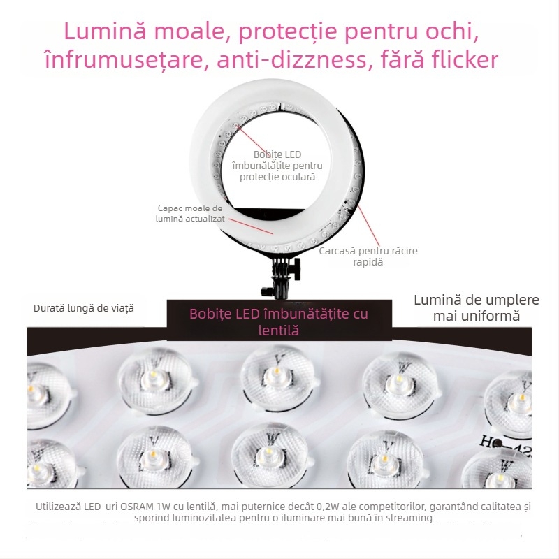 Lumină LED de umplere HQ-21N, 72W, 110-240V, pliabilă, pentru live streaming / frumusețe / fotografie