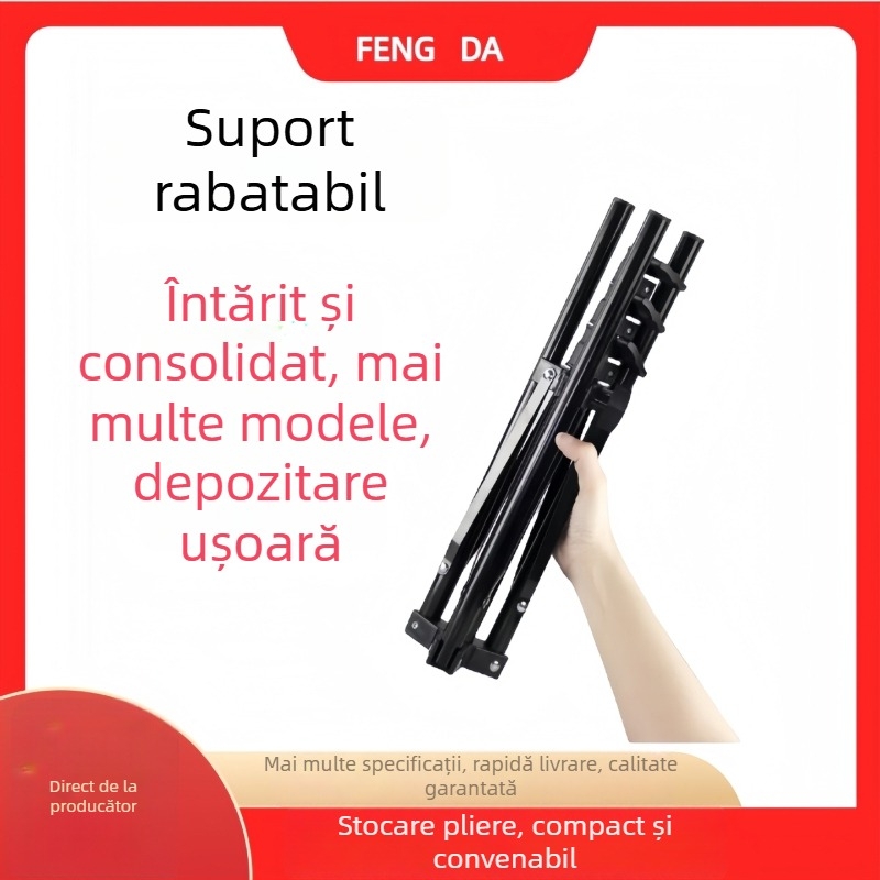 Stativ de iluminare pentru cameră, pliere inversă, 4 secțiuni, construcție metal+PP, sarcină 3 kg, diametre tuburi 25/22/19/16 mm