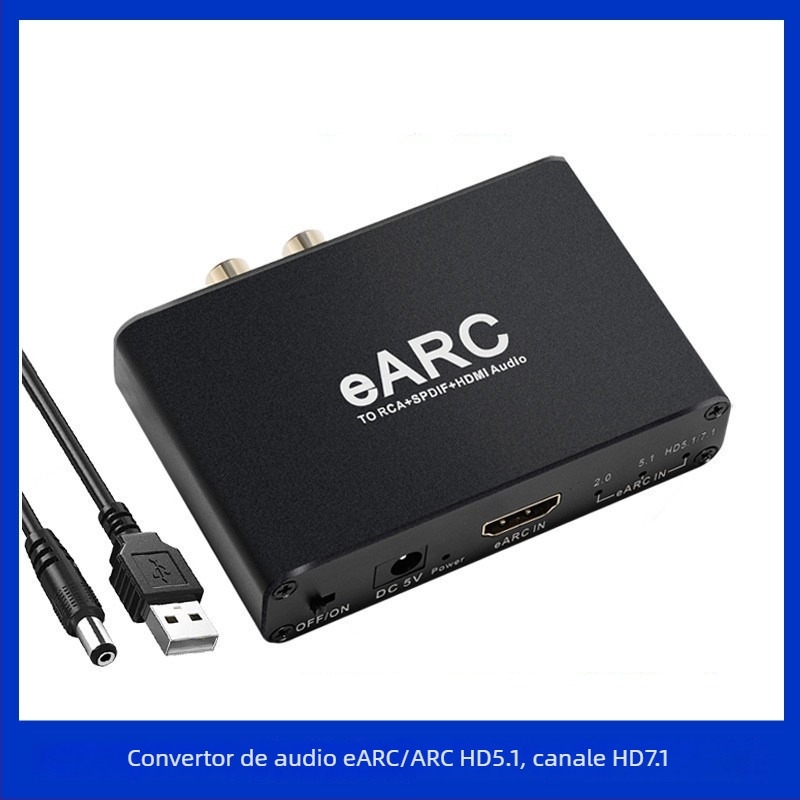 Convertor de audio eARC pentru HDMI ARC, retur ARC, Dolby 7.1/5.1 fără pierderi
