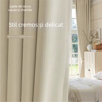 Cortine din Chenille Jacquard, blackout cu umbrire 71-90%, stil modern simplu, pentru living și dormitor