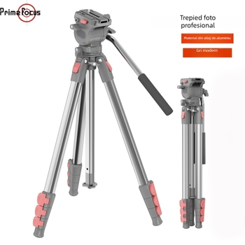 Tripod cu cap hidraulic pentru DSLR/mirrorless, 3 secțiuni, aliaj de aluminiu, placă cu eliberare rapidă, sarcină 2–5 kg, suport portabil pentru streaming