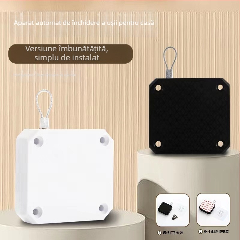 Închizător de uși cu șnur pentru dormitor și uși glisante, revenire automată, funcționare silențioasă, ABS plastic, stil modern minimalist