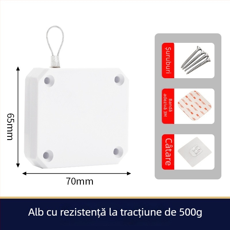 Închizător de uși cu șnur pentru dormitor și uși glisante, revenire automată, funcționare silențioasă, ABS plastic, stil modern minimalist