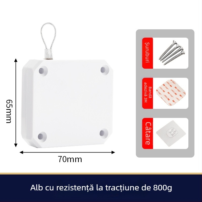 Închizător de uși cu șnur pentru dormitor și uși glisante, revenire automată, funcționare silențioasă, ABS plastic, stil modern minimalist