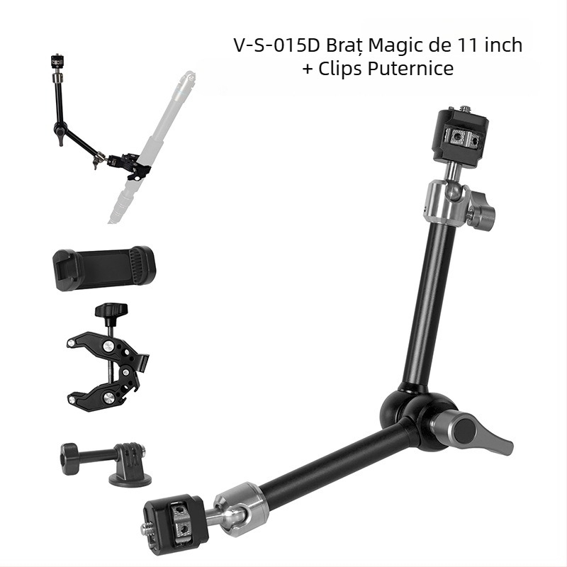 Magic Arm cu capete duale reglabile, braț de susținere pentru fotografie — Material: aliaj de aluminiu; Capacitate de încărcare: 2; Înălime de lucru: 3; Număr de secțiuni: 1; Greutate: 340 g