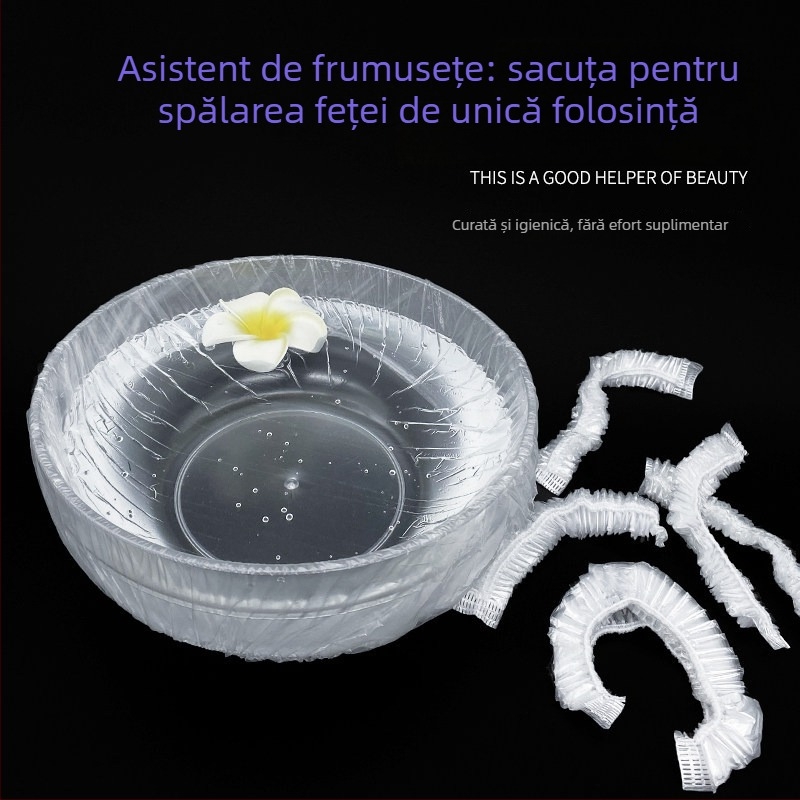 Saci de unică folosință pentru bazinul facial din salonul de înfrumusețare – sacoșe elastice din plastic – set complet