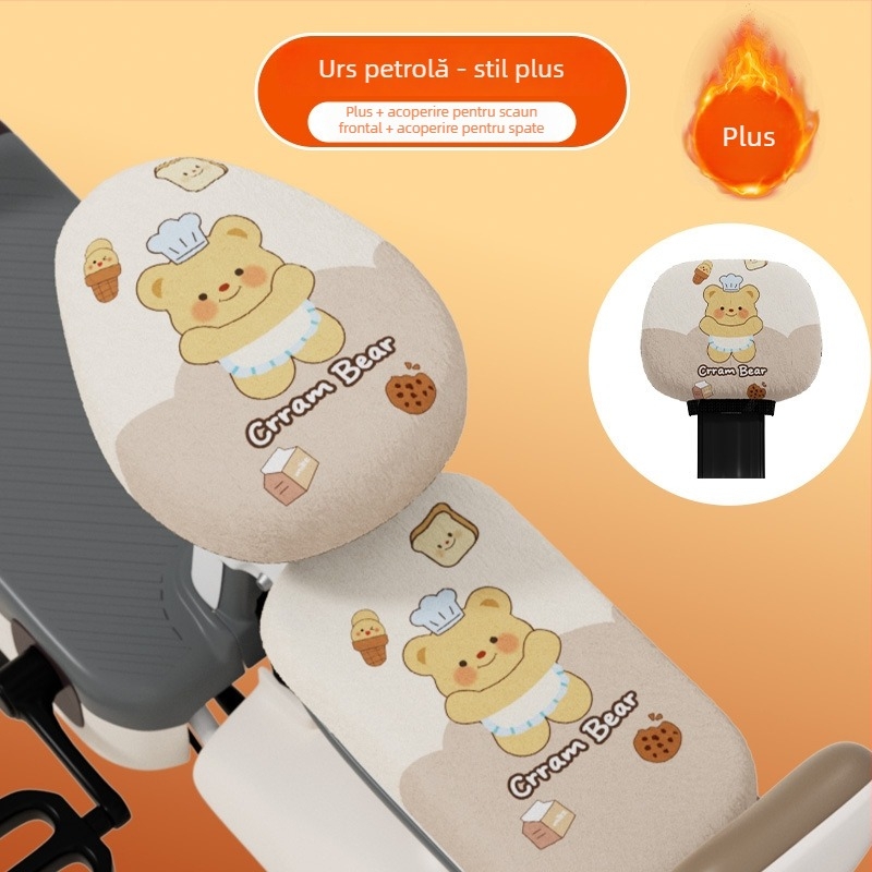 Husă pentru scaun de vehicul electric - iarnă, pluș, universală; Material: pluș; Umplutură: altul; Personalizare: Nu