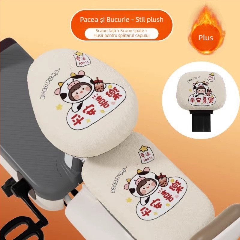 Husă pentru scaun de vehicul electric - iarnă, pluș, universală; Material: pluș; Umplutură: altul; Personalizare: Nu