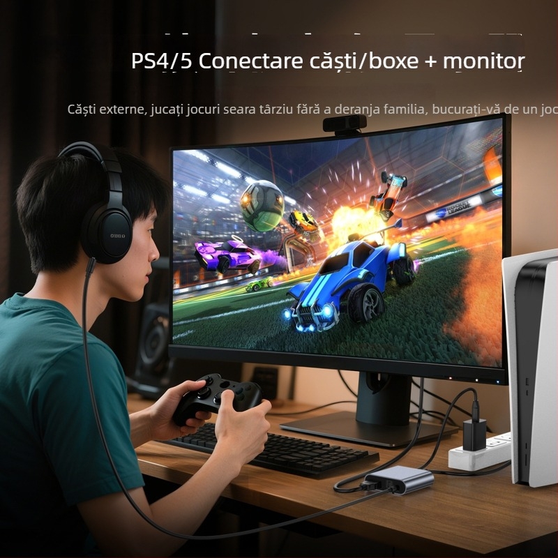 Splitter HDMI audio 4K cu SPDIF și sunet digital optic de 3,5 mm, înaltă definiție, compatibil cu Nintendo Switch, PS4 și PS5