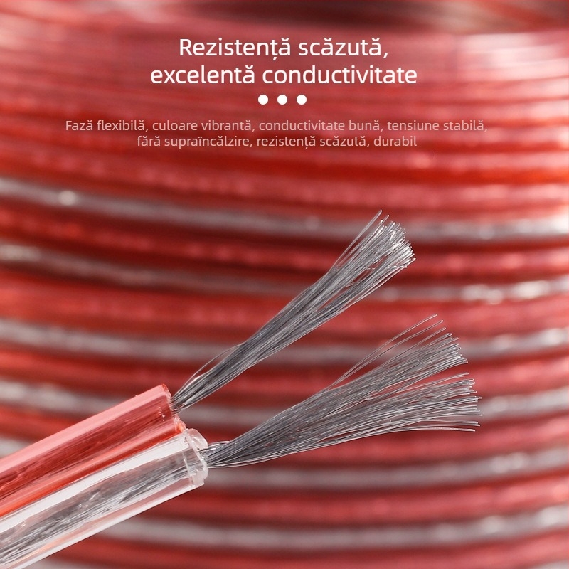 Cablu audio pentru boxe – 150 nuclee OFC din cupru, izolație PVC, conductori transparenți aur-argintiu, pentru amplificatoare și difuzoare, certificat conform Standardului Național