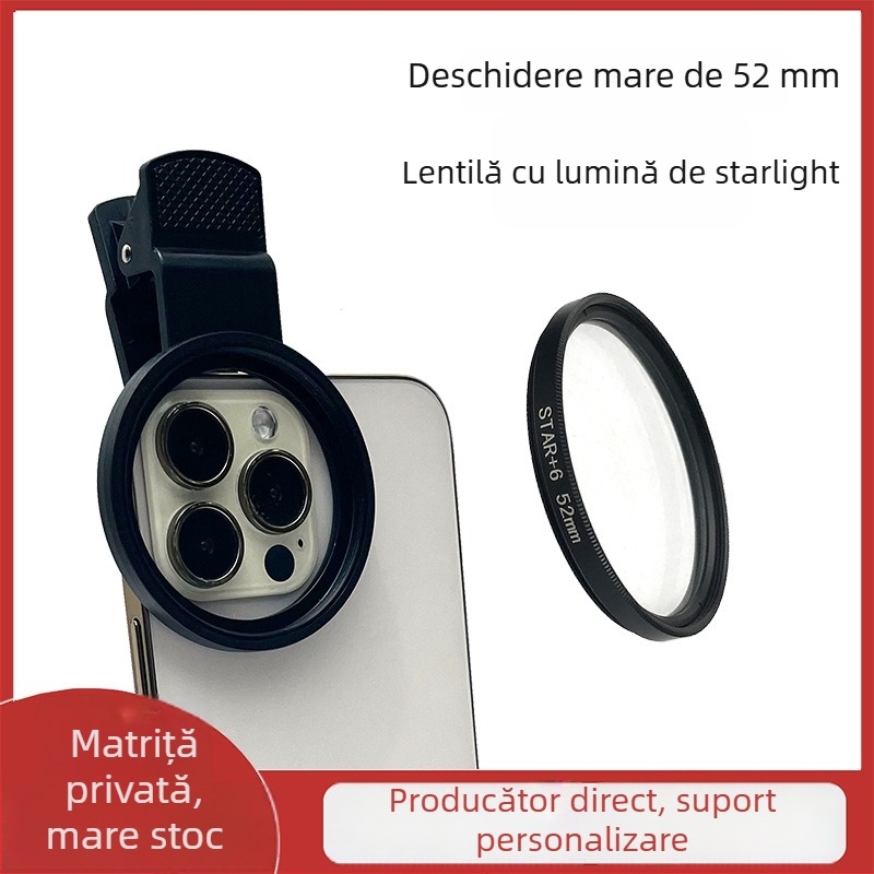 Set de lentile pentru telefon cu oglindă stil bijuterie, Huayue A-52MM, compatibil universal
