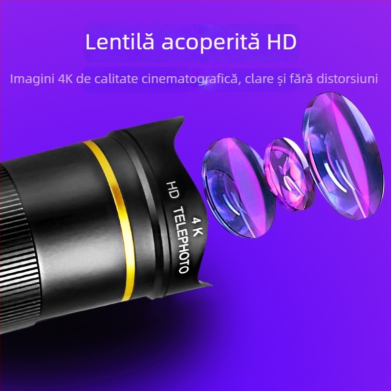 Lentilă teleobiectiv pentru telefon cu zoom 32x, obiectiv teleobiectiv extern universal pentru smartphone, reglaj rapid al zoomului, compatibil cu Apple, Samsung, Huawei, Xiaomi, Oppo