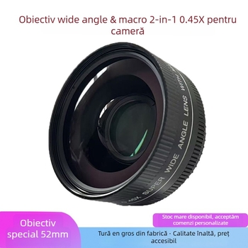 Obiectiv 2 în 1 Macro și Fisheye, 0.45x Wide pentru DSLR, distanță focală 18mm, unghi de cuprindere 120°