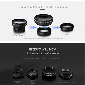 Foresee 0.45x obiectiv dual‑in‑one pentru telefon: ultrawide și macro — universal pentru toate modelele, accesoriu foto extern de înaltă definiție