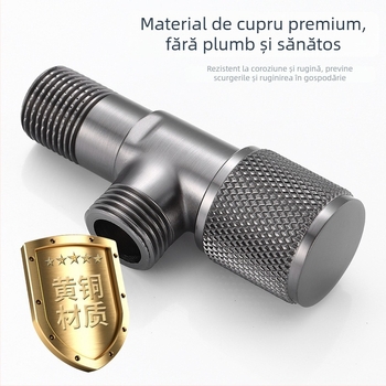 Ventil unghiular cu intrare și ieșire, cupru, montaj în perete, presiune de lucru 1.0, diametru interior standard, potrivit pentru bucătărie, toaletă și duș.